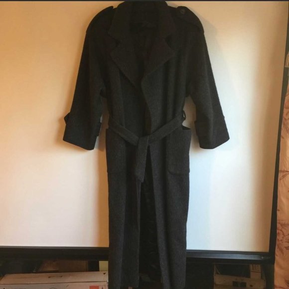 ALPACA BLEND CHARCOAL/BLACK WRAP OVERCOAT UNISEX